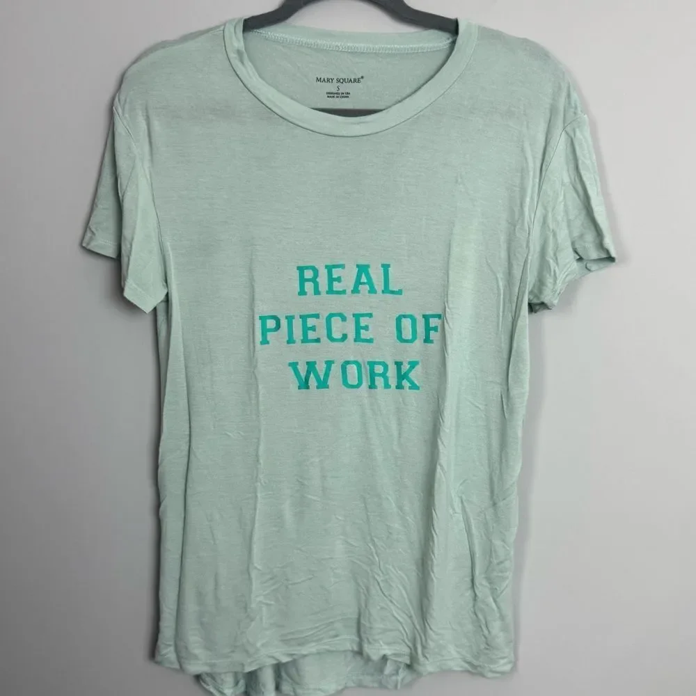 MARY SQUARE | Real Piece of Work Mint Green Graphic T-Shirt Women’s Size Small